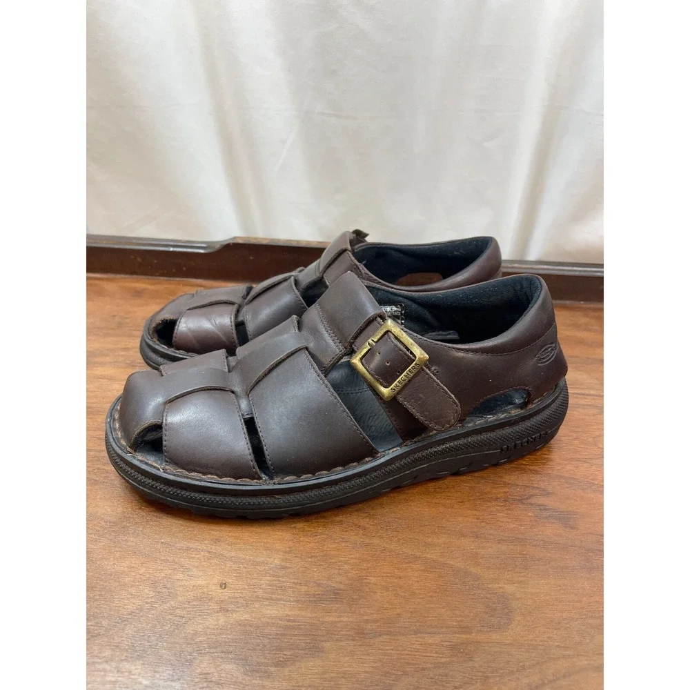 Fisherman Skechers Men's Size 11 Sandals Brown Leather Uppers Style 7411 Clean
